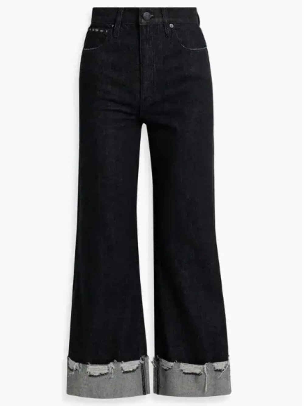 ALICE+OLIVIA distressed high-rise wide-leg jeans